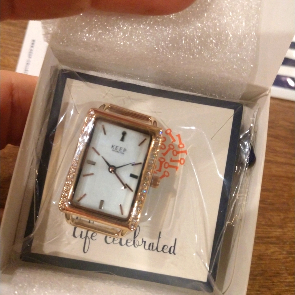 Keep collective rose gold pave rectangle watch